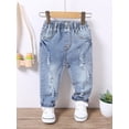 thumbnail image 1 of Baby Boy Ripped Frayed Bleach Wash Jeans, 1 of 5