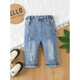 thumbnail image 1 of Baby Boy Ripped Roll Hem Straight Leg Jeans, 1 of 5