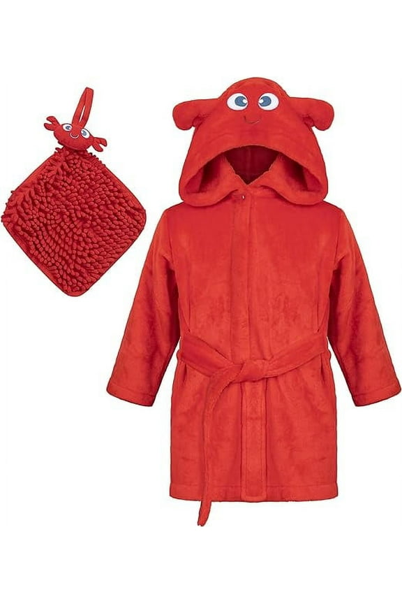 Baby Boy Robe - Soft Plush Bath Towel Robe Spa Set - Baby Bathrobe Towel & Baby Washcloth for Boys - Baby Robe Set 12 - 24 Months (Lobster Red)