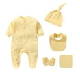 thumbnail image 1 of Baby Boy Romper Baby Bodysuit Soft Comfortable Unisex Romper For 0 12 Months Everyday Wear Easy To Wash Fit New Born Clothes for Boys Bodysuit Double Zipper 13 Month Boy Winter Clo Yellow 9-12 Months, 1 of 2