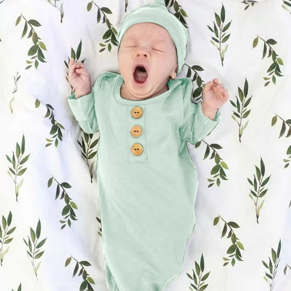 Baby Boy Romper Baby Boys Girls Hat Set Soft Bamboos Viscose Sleeper Baby Sleep Gown With Mittens