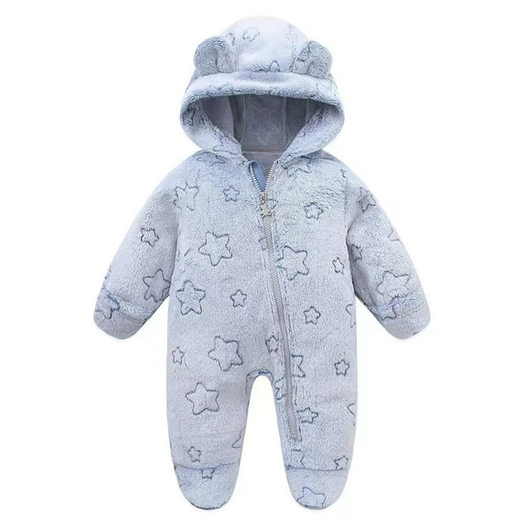 Baby Boy Romper Baby Onesies Soft Snowsuit Coat Bear Suit Fleece Warm Spring Newborn Boy Clothes Onwe Piece Jumpsuit Light Blue 0-3 Months