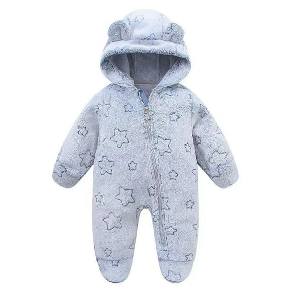 Baby Boy Romper Baby Onesies Soft Snowsuit Coat Bear Suit Warm Spring Outfit One Piece Jumpsuit Light Blue 3-6 Months