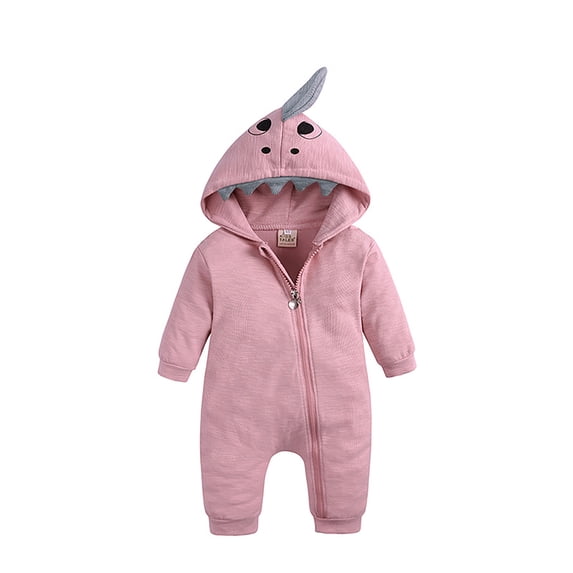 Baby Boy Romper Boys Shark Hooded Long Sleeve Romper Jumpsuit Playwear Toddler Jumpsuit Pink 3-6 Months