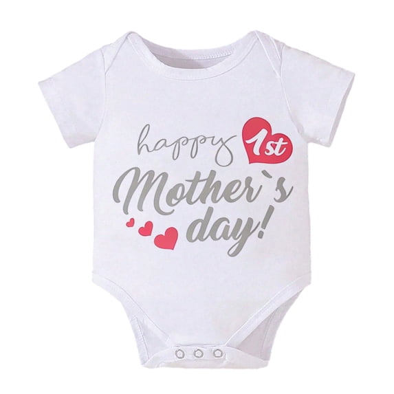 Baby Boy Romper Gentle Letter Print Short Sleeve Crew Neck Versatile Letter Bodysuit Thin Spring Summer Outfit