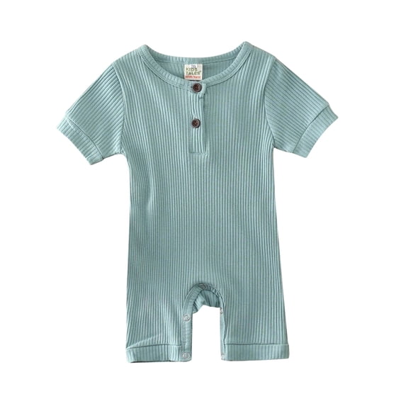 Baby Boy Romper Girls Boys Summer Casual Solid Color Knitted Ribbed Jumpsuit Boys' Jumpsuits Blue 100