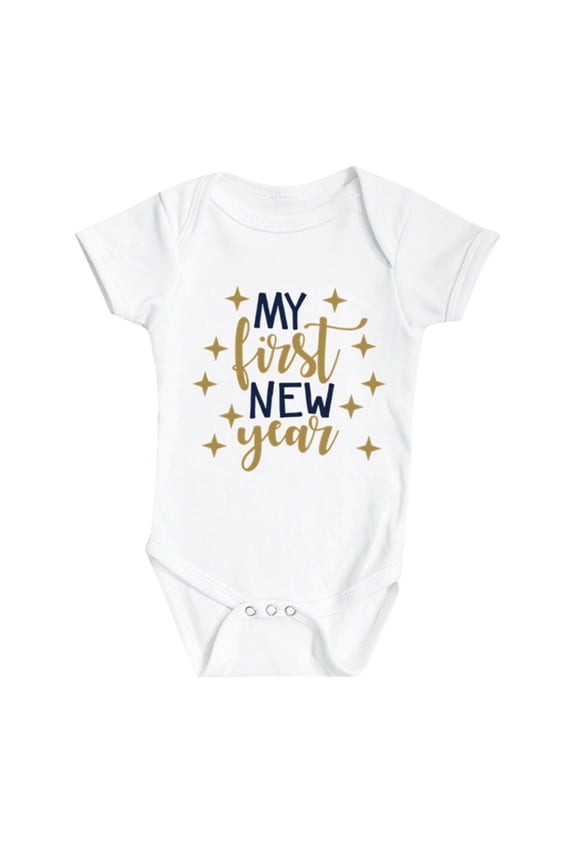 Baby Boy Romper Happy New Years Baby My First New Years Outfits Bodysuitindoor Crawl Loose Fit Rompers 18 Months-24 Months