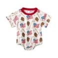 thumbnail image 1 of Baby Boy Romper Infant Independence Day Short Sleeve Baseball Letter Embroider Romper Bodysuits Baby Boy Onesies White 0 Months-3 Months, 1 of 7
