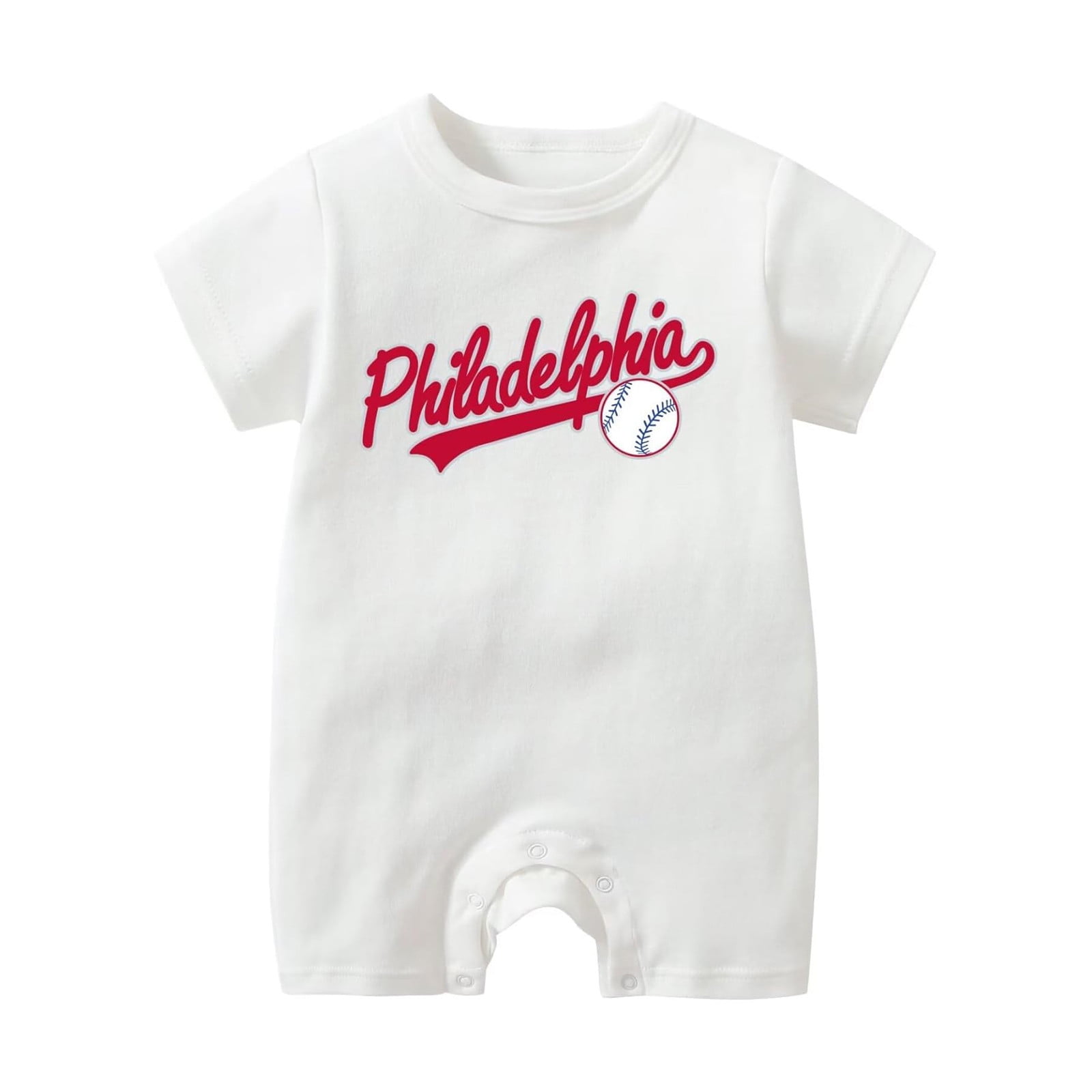 Baseball Printed Jeans Stuff Romper For Baby Boy main image 1