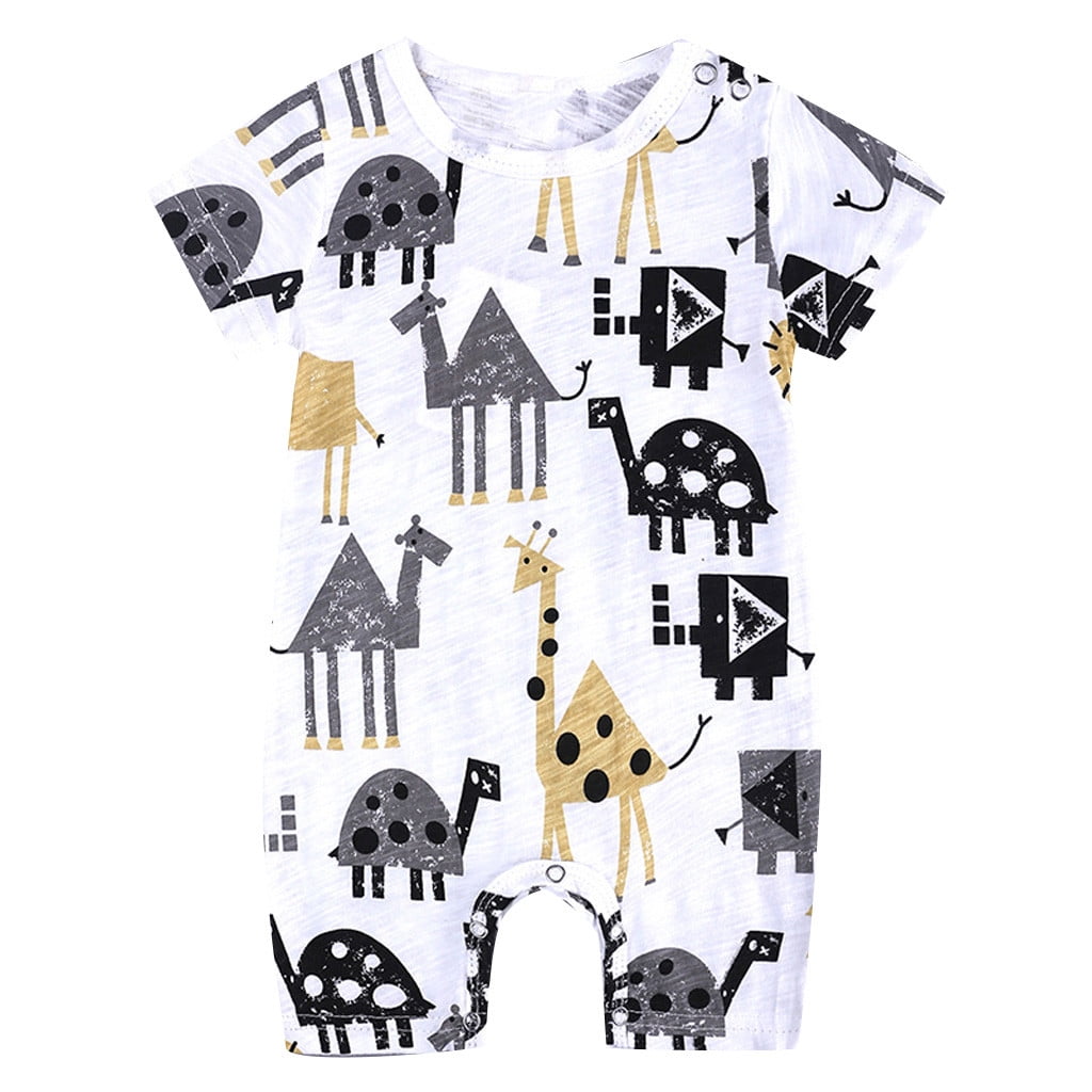 Baby Boy Romper Kids Cartoon Print Playsuit Fashion Jumpsuit Outfit
