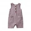 Baby Boy Romper Summer Solid Color Sleeveless Breathable Casual Onesie Jumpsuits With Pockets Outfits Purple One Piece Bodysuit Clothes 12-18M