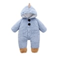 thumbnail image 1 of Baby Boy Romper Toddler Baby Boys Girls Color Cute Bear Ears Winter Thick Keep Warm Jumpsuit Romper New Casual Winter Jumpsuits Blue 6-9 Months, 1 of 1