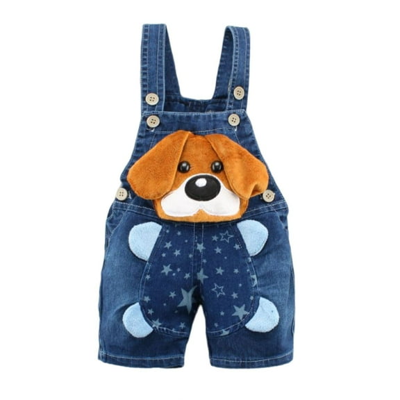 Baby Boy Romper Toddler Girls Boys Summer Cute 3D Animals Prints Denim Suspender Jeans Overalls Girls' Jumpsuits Dark Blue 18-24 Months