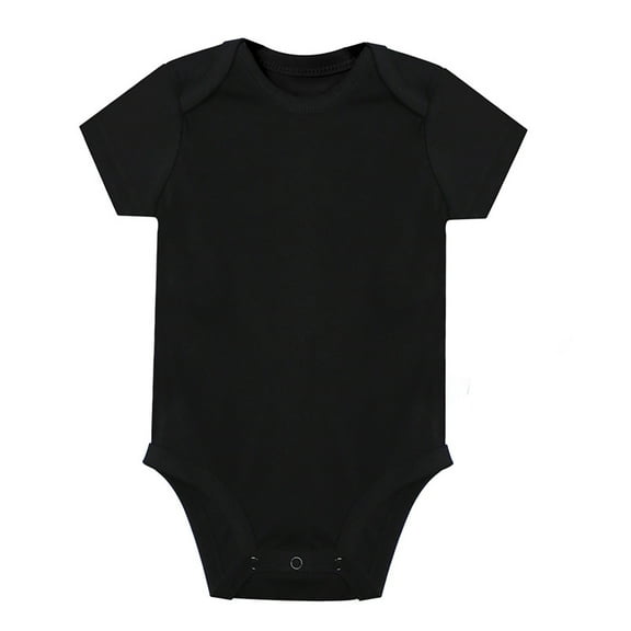 Baby Boy Romper Unisex Baby Solid Baby Bodysuit Blank Short Sleeve Casual Toddler Jumpsuit Black 9-12 Months