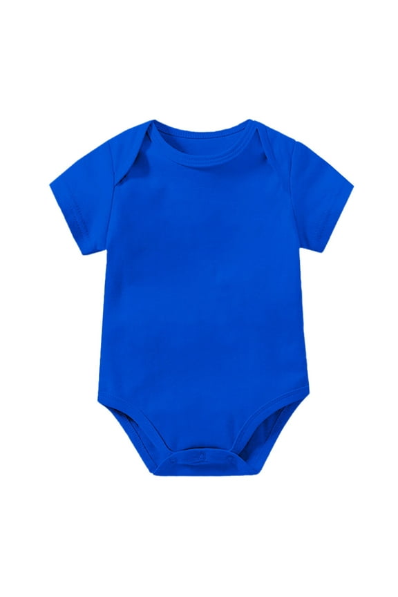 Baby Boy Rompers Baby Summer Solid Short Sleeve Bodysuits Casual Soft Breathable Romper Playwear Baby Romper Blue 18 Months-24 Months
