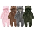 thumbnail image 1 of Baby Boy Rompers Boys Winter Hooded Bear Footed Romper Jumpsuit Toddler Jumpsuit Army Green 9-12 Months, 1 of 4