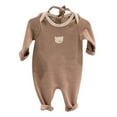 thumbnail image 1 of Baby Boy Rompers Elegant Solid Short Sleeve Crew Neck Short Romper with Knit Hat Two Piece Daily Outfit, 1 of 6