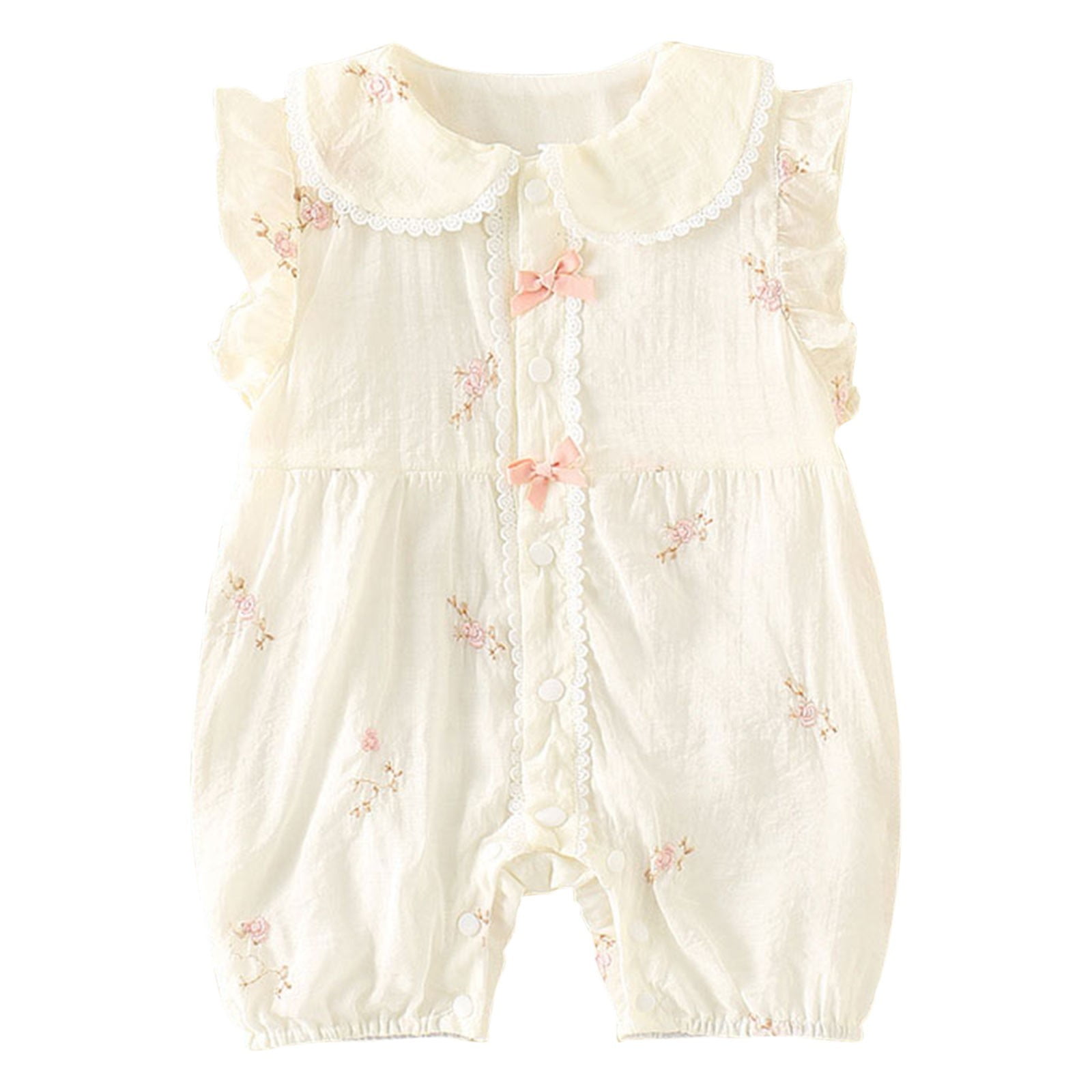 Baby Boy Rompers Fly Sleeve Floral Short Crawl Outside Bodysuit Romper Jumpsuit Clothes Baby Onesies A 0 Months-3 Months