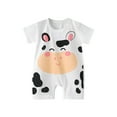thumbnail image 1 of Baby Boy Rompers Half Button-up Jumpsuit Short Sleeve Bodysuit Summer Clothes White A 6-12 Months, 1 of 4