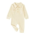 thumbnail image 1 of Baby Boy Rompers Boys Girls Solid Color Long Sleeve Romper Jumpsuit Clothes Onesies Boy Beige 12 Months-18 Months, 1 of 7