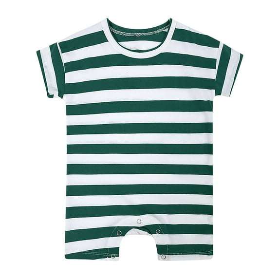 Baby Boy'S Striped Bodysuit Infant Cotton Short Sleeve Romper, 3-24 Months