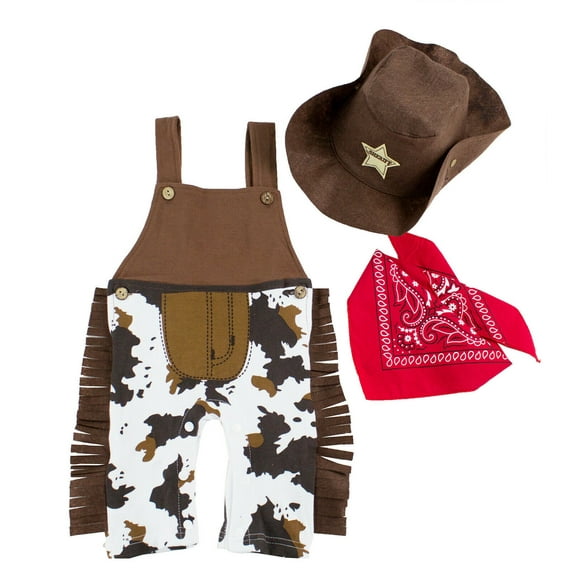 Baby Boy Sheriff Cowboy Overalls, Hat and Handkerchief 3-pc (12-18 Months)