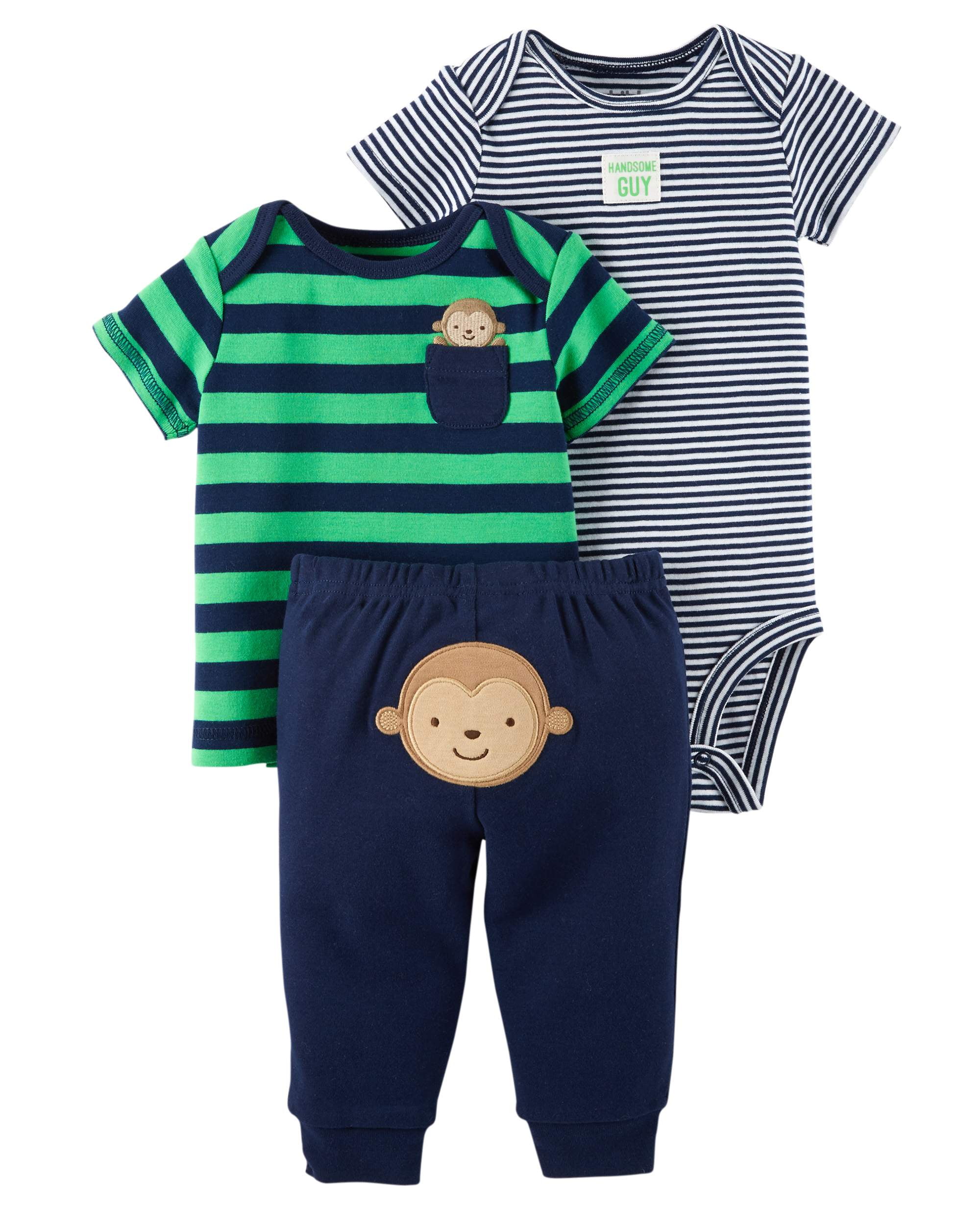 Baby Boy Shirt, Bodysuit, & Pants, 3pc Outfit Set