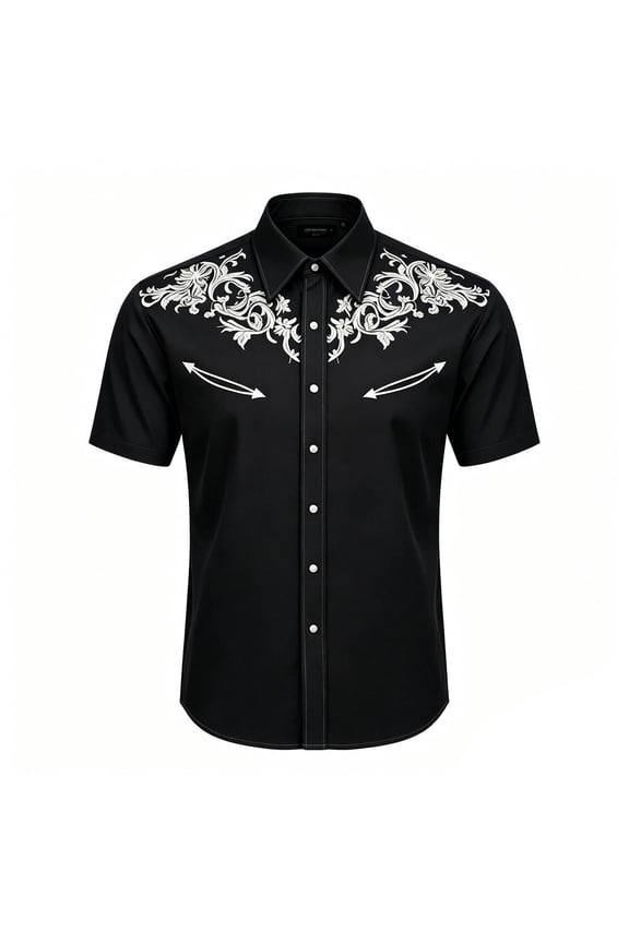 Baby Boy Shirts Western Cow Print Short Sleeve Button Down Rugby Shirt for Boy Size 4-5T