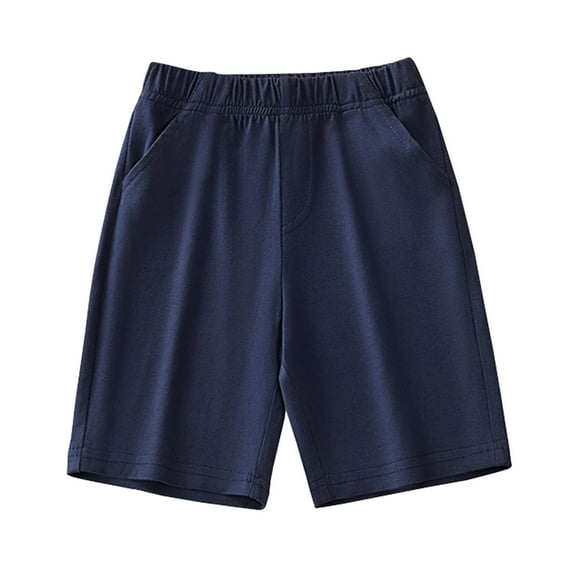Baby Boy Shorts Summer Casual Breathable Fashion Solid Color Elastic Waist Dailywear Short Pants with Pockets Dark Blue 4-5 Years
