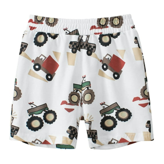Baby Boy Shorts Summer Toddler Boys Cartoon Car Prints Shorts Casual Fashion Breathable Kids Shorts Summer Shorts White 4 Years-5 Years