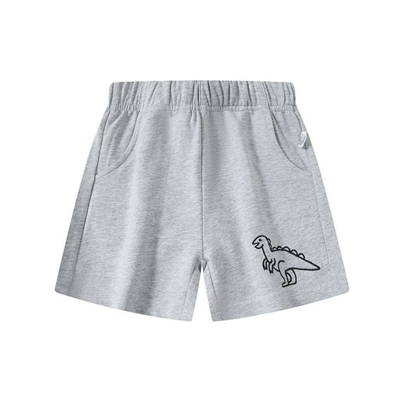 Baby Boy Shorts Toddler Kids Boys Summer Solid Shorts with Dinosaur Print Elastic Waist Breathable Lightweight Shorts Lounge Shorts Light Gray 18 Months-24 Months
