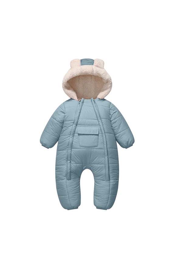 Baby Boy Snow Suit Zipper Romper Hooded Boys Girls Jumpsuit Baby Warm Clothes Windproof Jumpsuits Baby Boy Clothes 9-12 Months