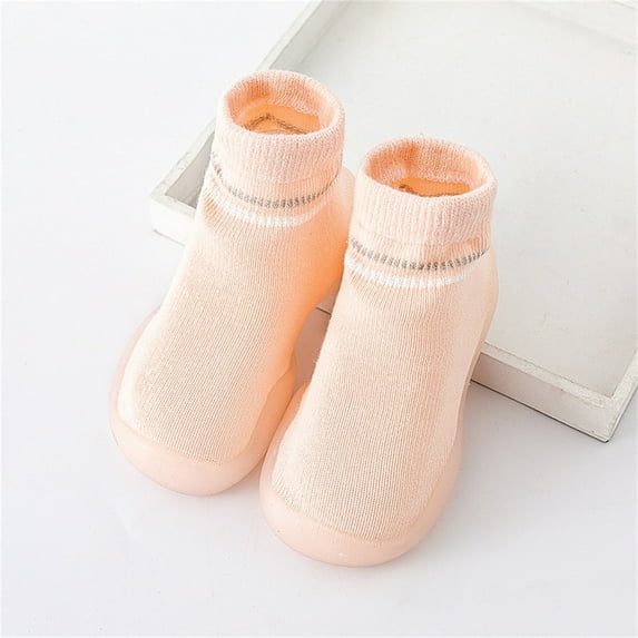 Slipper Socks Non- Baby Walking Sock Shoes Breathable Warm Soft Sole Rubber Cotton Baby Prewalker Shoes for Boys 12-18 Months