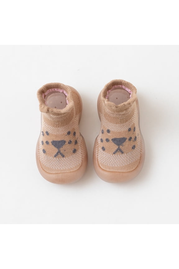 Baby Boy Sock Shoes Non Floor Indoor Walking Sock Shoes Indoor Warm Knit Soft Sole Rubber Cotton Socks Shoes Baby Shoes for Boys 12-18 Months