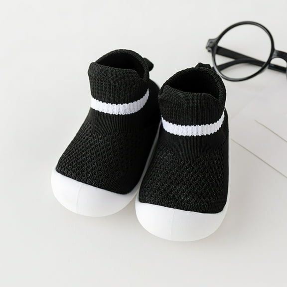 Baby Boy Sock Shoes Non-Skid Baby First Walking Shoes Breathable Lightwewight Soft Sole Rubber Cotton Toddler Shoes Baby Shoes for Boys Girls 6-12 Months