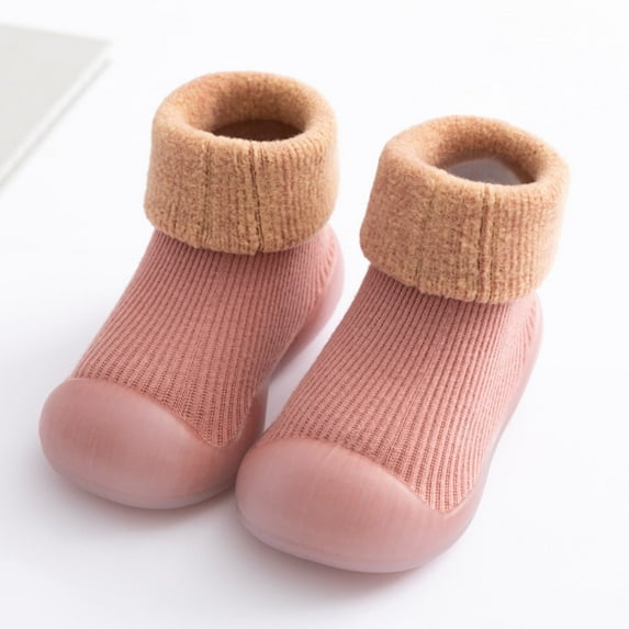 Baby Boy Sock Shoes Non-Skid Baby Walking Sock Shoes Breathable Warm Soft Rubber Sole Cotton Toddler Shoes Baby Sneakers for Girls 3-6 Months