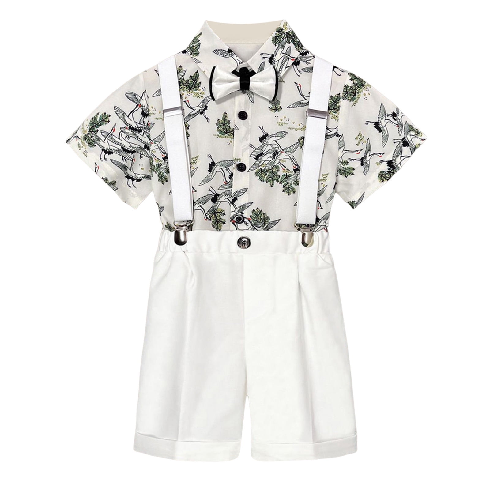 Baby Boy Spring Outfits Cartoon Printed Short Sleeved Solid Color ...