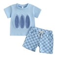 thumbnail image 1 of Baby Boy Summer Clothes 6-9 Months Toddler Baby Boy Clothes Summer Outfits Sleeveless Waffle-Knit Tank Tops T-Shirt+Casual Shorts 2Pcs Clothing Set 1-5T, 1 of 7
