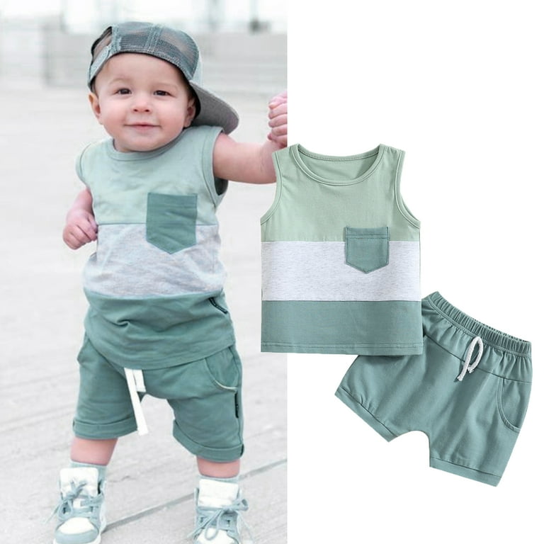 Baby Boy Summer Clothes Color Block Tank Tops Sleeveless T Shirt
