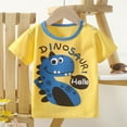thumbnail image 1 of Baby Boy Summer Clothes Kids Toddler Boys Summer Cartoon Excavator Airplane Dinosaur Print Cotton Short Sleeve T Shirts Toddler T Shirts Yellow 2 Months-3 Months, 1 of 3