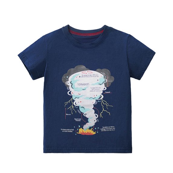Baby Boy Summer Clothes Toddler Kids Boys Summer Cartoon Car Shark Dinosaur Prints Short Sleeve Crewneck T Shirts Tops Toddler T Shirts Navy 5 Years