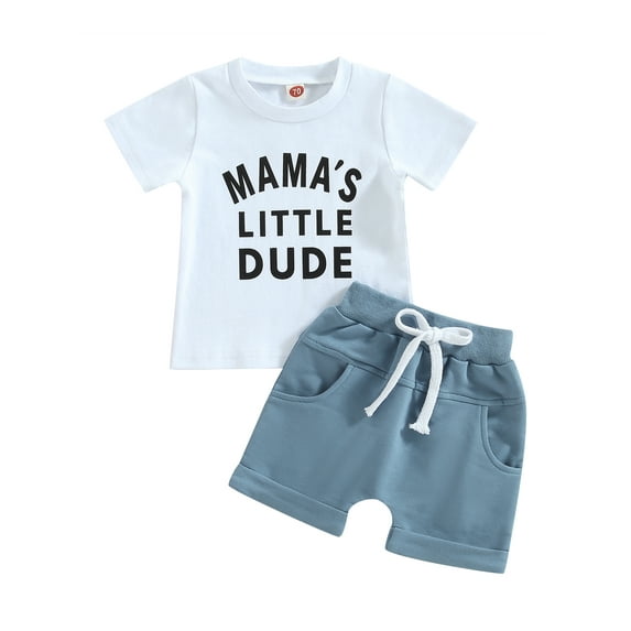 Baby Boy Summer Clothes Little Dude T Shirt Elastic Waist Pockets Shorts Set Fathers Day Outfit 3M 6M 12M 18M 24M