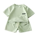 thumbnail image 1 of Baby Boy Summer Clothes New Children's Casual Outfit Summer Kids Loose Short Sleeve T Shirt and Shorts 2Pcs Set Boy Outfits Light Green 13 Years-14 Years, 1 of 3