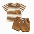 thumbnail image 1 of Baby Boy Summer Clothes Short Sleeve T-Shirt Shorts Set Infant Boy Stripe Casual Outfit 6 12 18 24 Months, 1 of 4