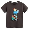 thumbnail image 1 of Baby Boy Summer Clothes Summer Kids Toddler Boys Crew Neck Top with Cartoon Farm Animals Prints Breathable Sports T Shirt Summer Tops Coffee 12 Months-24 Months, 1 of 6