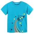 thumbnail image 1 of Baby Boy Summer Clothes Summer Toddler Child Boys Short Sleeve Cartoon Rocket Prints T Shirt Breathable Soft Lightweight Toddler T Shirts Blue 5 Years-6 Years, 1 of 6