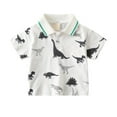 thumbnail image 1 of Baby Boy Summer Clothes Toddler Kids Boys Summer Dinosaur Print Short Sleeve Polo Shirt Casual Breathable Soft Top Summer Tops White 3 Years-4 Years, 1 of 3