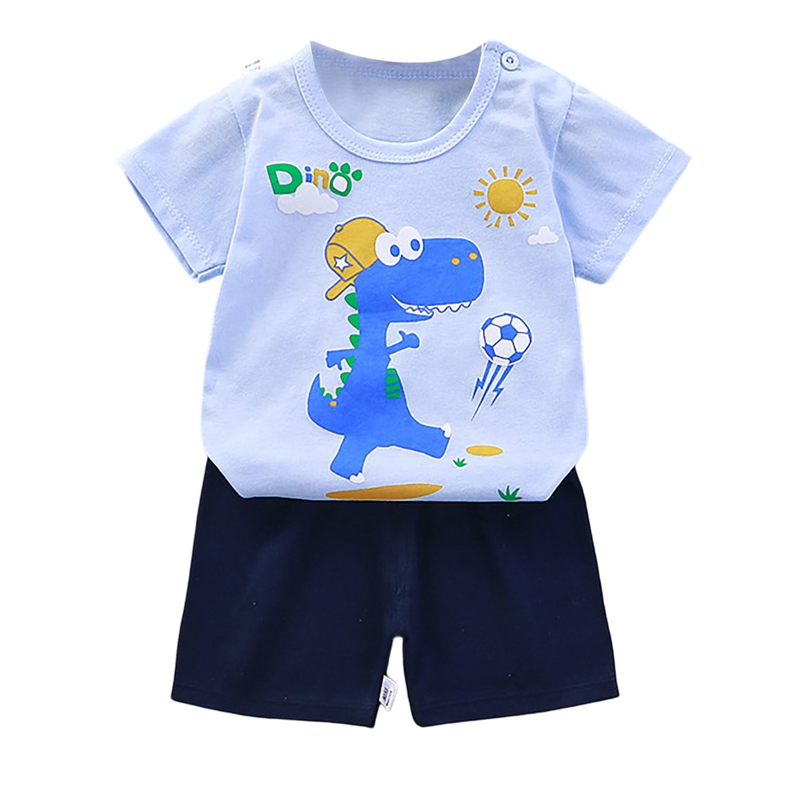 Summer Hot Selling Baby Kids Boys Short Sleeves Cartoon Pattern T-shirt and Red Shorts Clothing Set main image 1