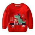 thumbnail image 1 of Baby Boy Sweater Toddler Long Sleeve Cartoon Dinosaur Knit Sweater Warm Polyester Boys Sweaters Red 18 Months-24 Months, 1 of 6
