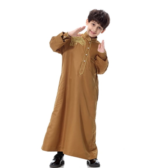 Baby Boy Sweatshirt Boys Middle Muslim Pure Fashion Dresses and Long Topscoats Comfortable Blouse Sweatshirt For Toddler Girl Coffee L